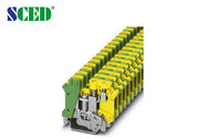 16mm2 喧騒の柵のターミナル ブロックの幅 10.2mm AWG 24 - 6 のアース端子のブロック緑および黄色