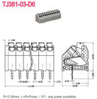PCB のばねのターミナル ブロック 5 AMP 16-22 AWG の PCB Screwless の末端のコネクター 3.50m/3.81mm