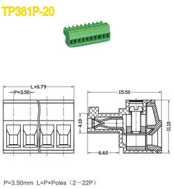 2-22ポーランド人の女性のプラグイン可能なターミナル ブロックのコネクター3.5mmピッチ300V 8A PA66