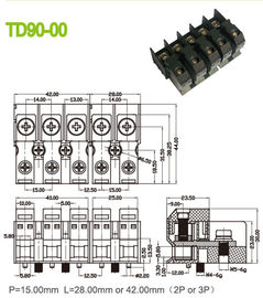 ターミナル ブロックのコネクター85Aの真鍮のパーホレーション15mm M5による電気供給