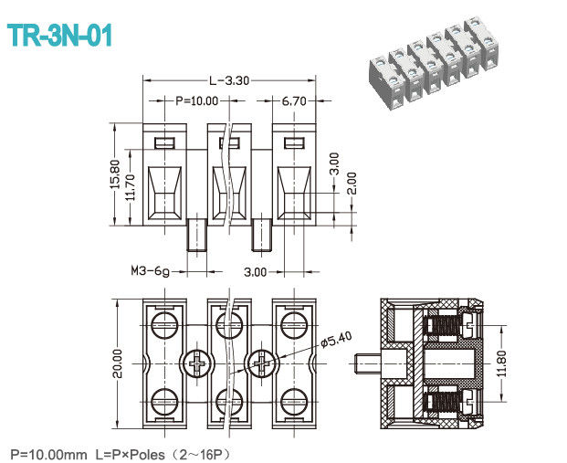 2-16 ターミナル ブロック 20A 真鍮クランプおりを通したポーランド人 600V の供給