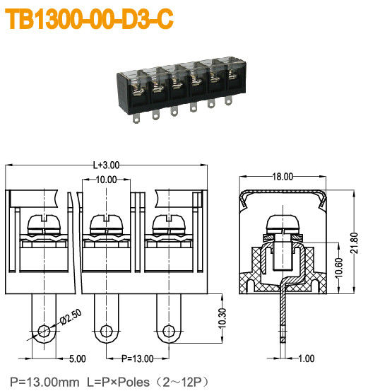プラスチック カバー 40A 黄銅 2-12 ポーランド人 20-8 AWG が付いている高圧障壁のターミナル ブロック