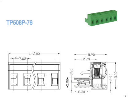 シングル レベルのプラグイン可能なターミナル ブロック、ピッチ7.62mmの真鍮のメス コネクタ