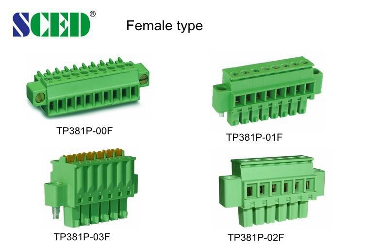 緑の間隔をあける3.5mmのプラグイン可能なターミナル ブロック女性300V/8A UL94-V0