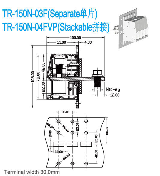 パネルを通した 285A は速くターミナル ブロック 30mm を 1-24 のポーランド人の灰色の隔壁コネクター接続します