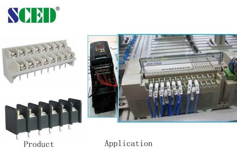 障壁の黒20A/300V PCBのターミナル ブロックM4ねじ9.525mmピッチUL94-V0の黄銅