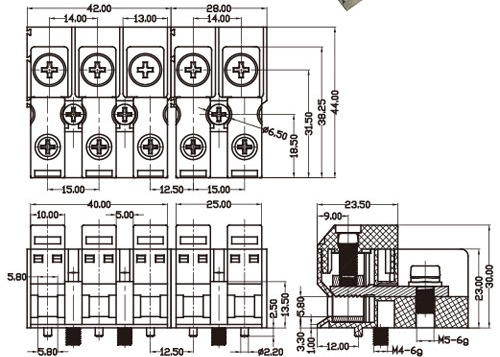 電気ターミナル ブロックのコネクター85Aの真鍮のパーホレーション15mm M5による供給