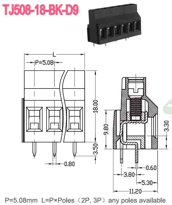 5.08mm 300V 10A PA66 PCB端末ブロック 自動制御のためのユーロ型リフイングシリーズ