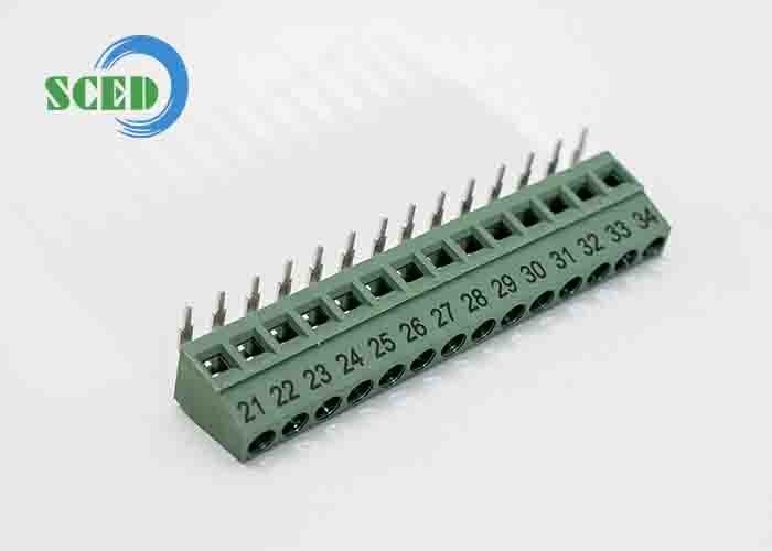 ピッチ 5.00mm 300v PCB端末ブロック 10A 2P-24P 直角線入口 12-26 AWG