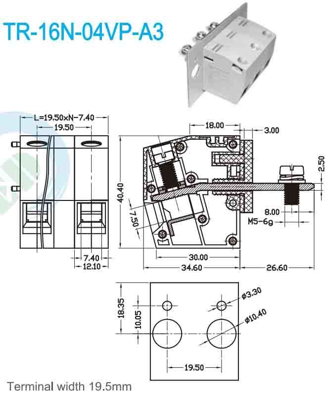 Terminal Width 10.00mm Panel Mounted Terminal Blocks with Nickel Plating Providing Electrical Contact in Harsh Environments